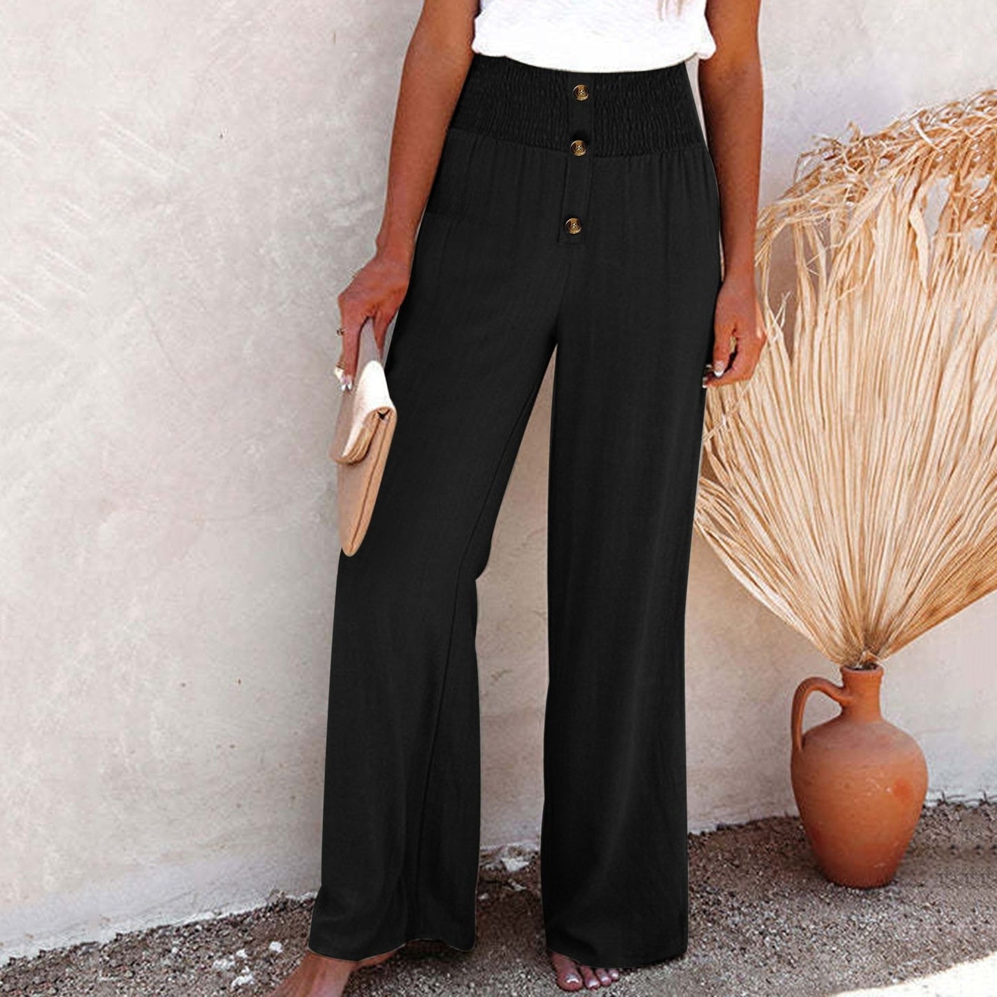 Linnen broek met hoge taille | Niki