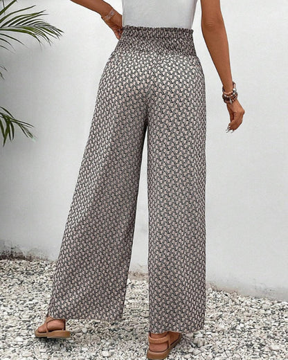 Elastische broek met wijde pijpen - Susana