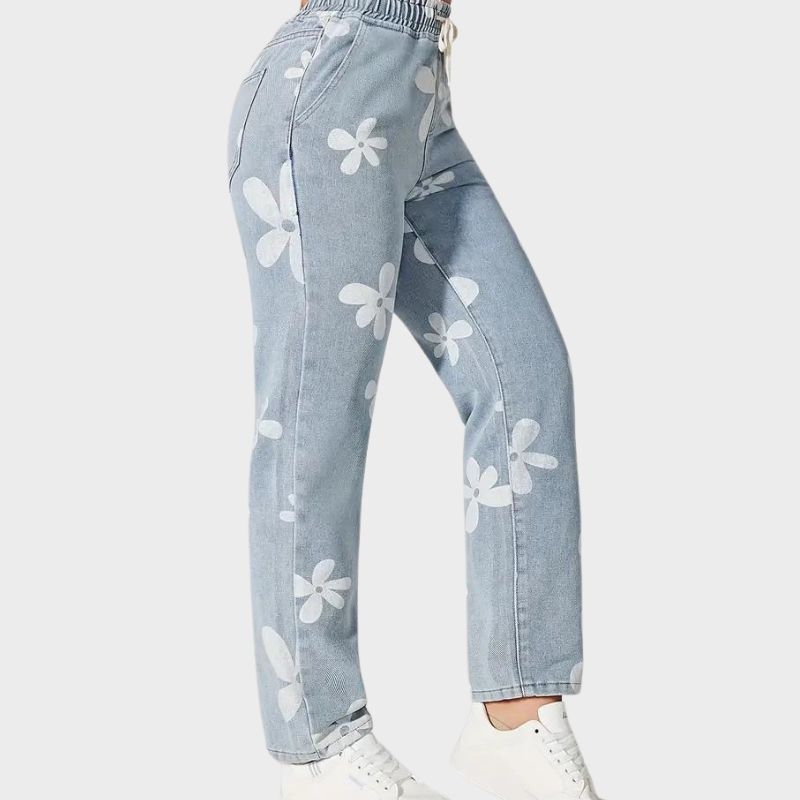 Denim dames jeans met elastiek in de taille