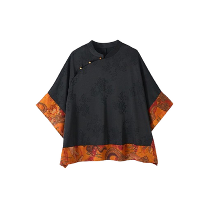 Weber Blouse | Elegant Japans stijlhemd voor dames met ronde hals en luxe print