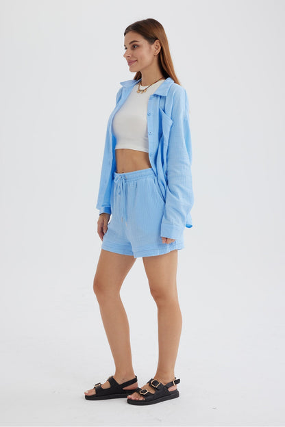 Selena - Slank Langemouwen Shirt en Bijpassende Shorts