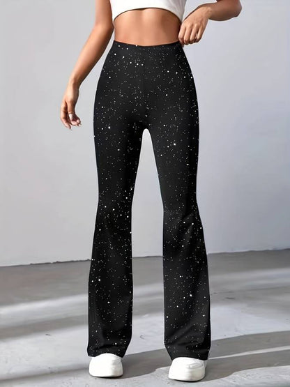 Flared broek van glitter stof
