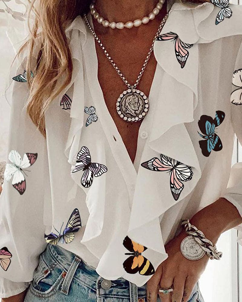 Nikki | Top met lange mouwen en ruches