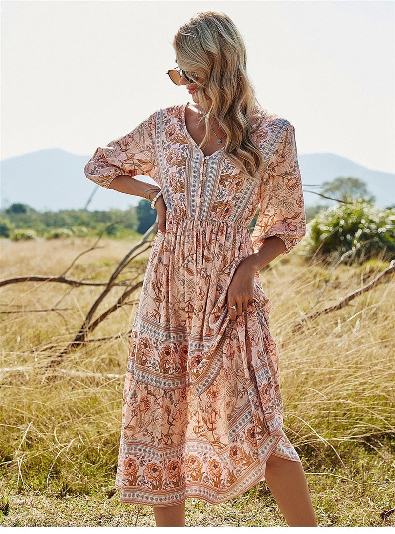 Bonnie - Bohemian Zomerjurk: Verken de Schoonheid van Boho-Chic