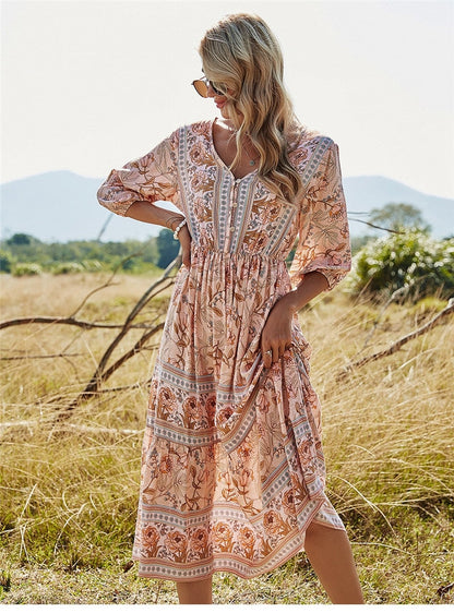 Bonnie - Bohemian Zomerjurk: Verken de Schoonheid van Boho-Chic