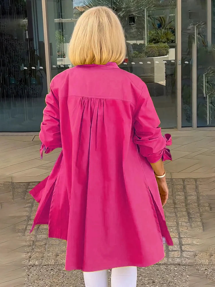 Maud | stijlvolle lange casual blouse met strikmouwen