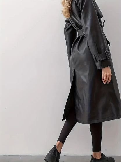 Amparo - trenchcoat leren jas met riem