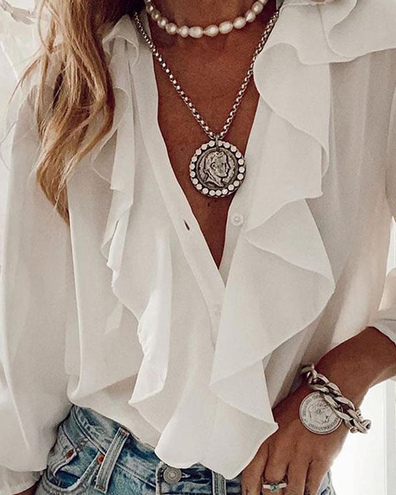 Nikki | Top met lange mouwen en ruches