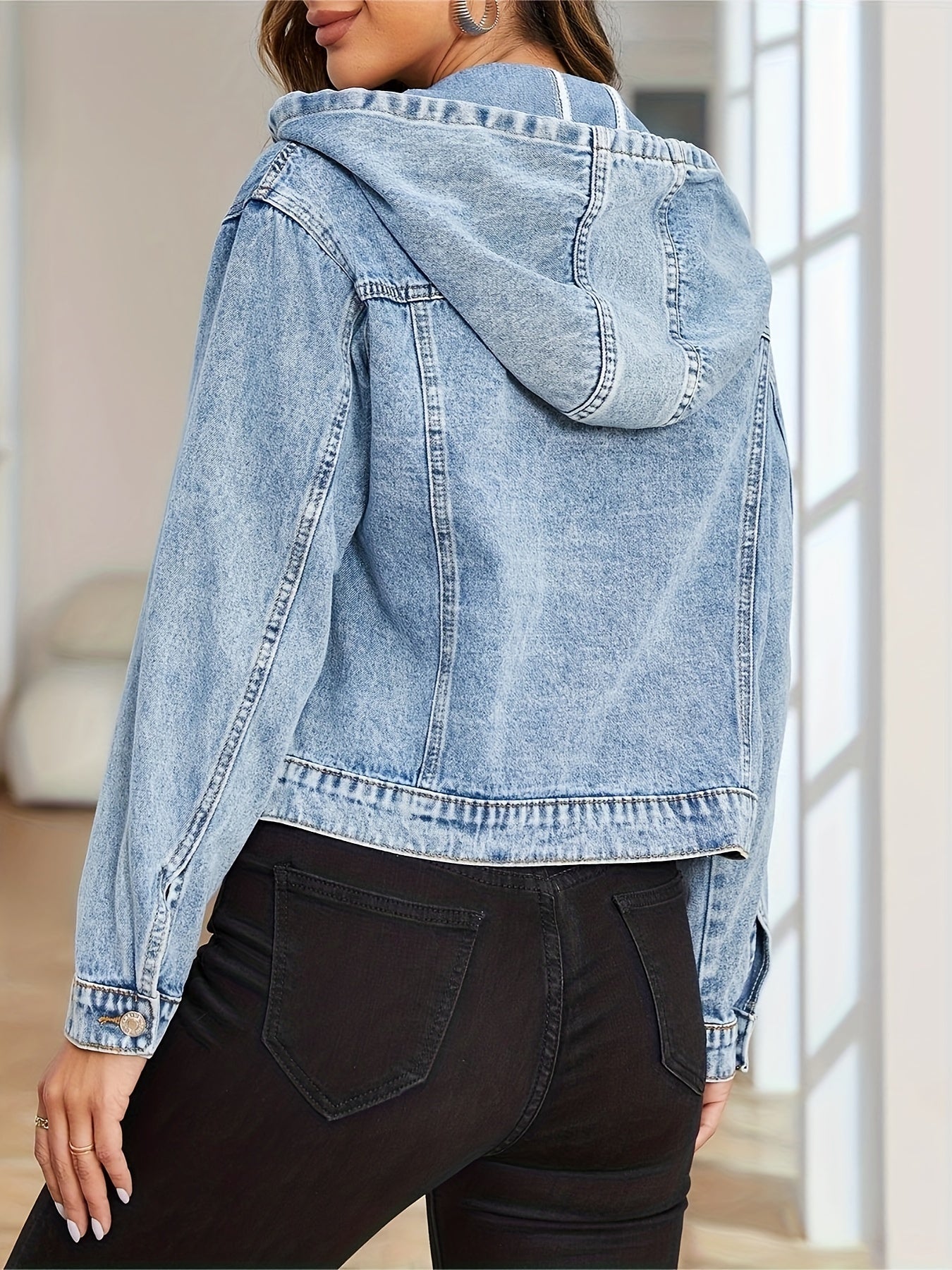 Blauwe denim jas met lange mouwen - Olivia