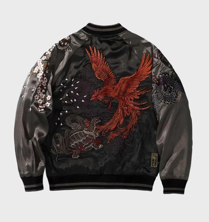 Nicholas - sportjack bedrukt met vier legendarische wezens met ritssluiting