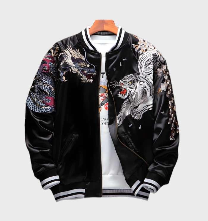 Nicholas - sportjack bedrukt met vier legendarische wezens met ritssluiting