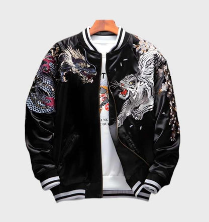 Nicholas - sportjack bedrukt met vier legendarische wezens met ritssluiting