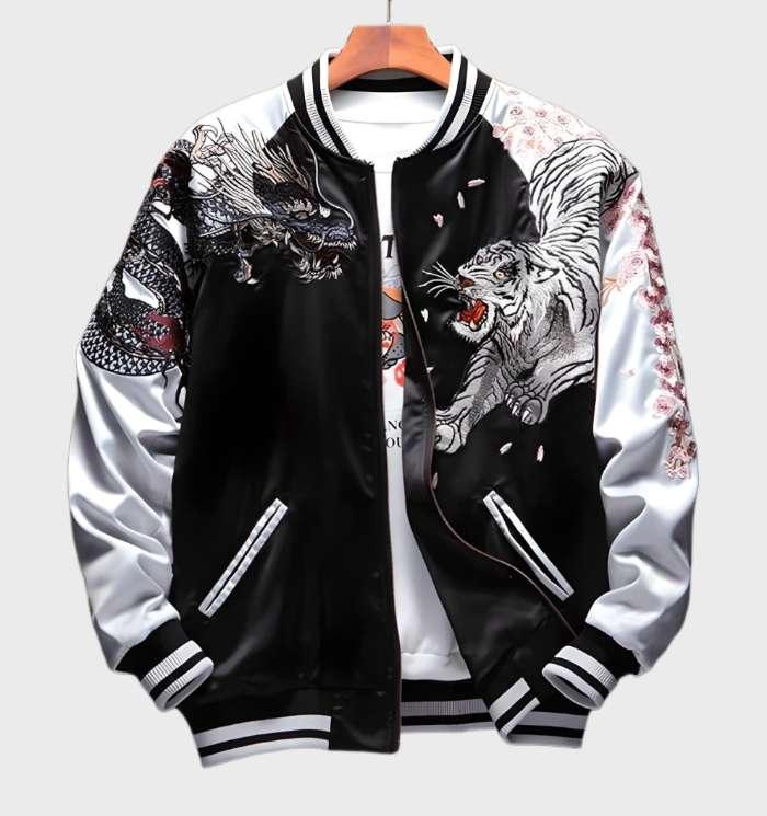 Nicholas - sportjack bedrukt met vier legendarische wezens met ritssluiting