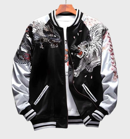 Nicholas - sportjack bedrukt met vier legendarische wezens met ritssluiting