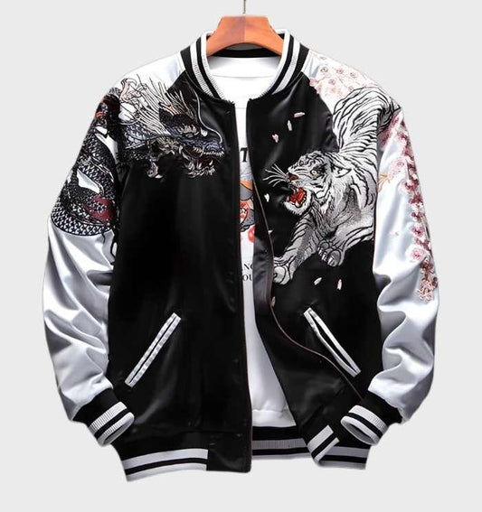 Nicholas - sportjack bedrukt met vier legendarische wezens met ritssluiting