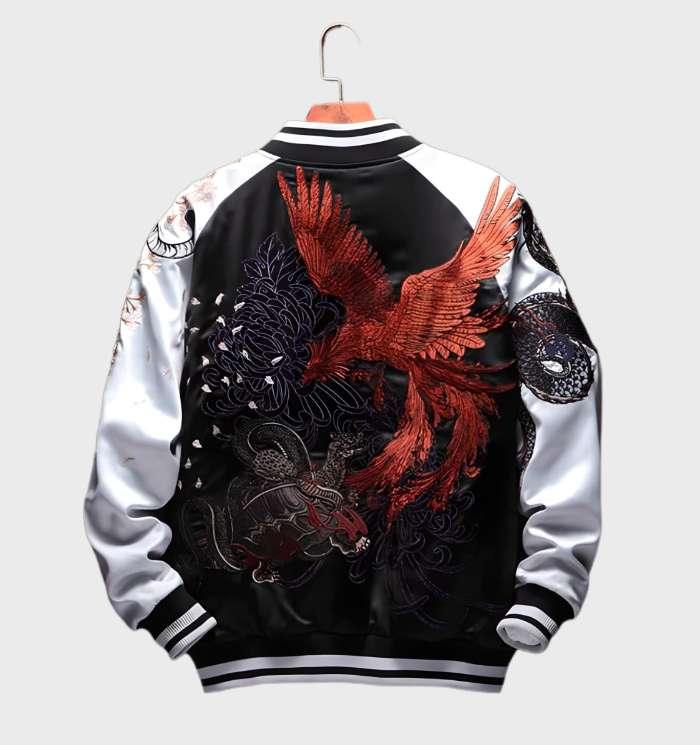 Nicholas - sportjack bedrukt met vier legendarische wezens met ritssluiting