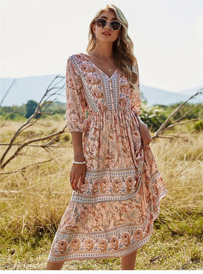 Bonnie - Bohemian Zomerjurk: Verken de Schoonheid van Boho-Chic