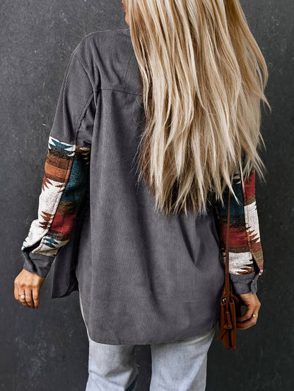 An | Corduroy jas met Aztekenpatroon