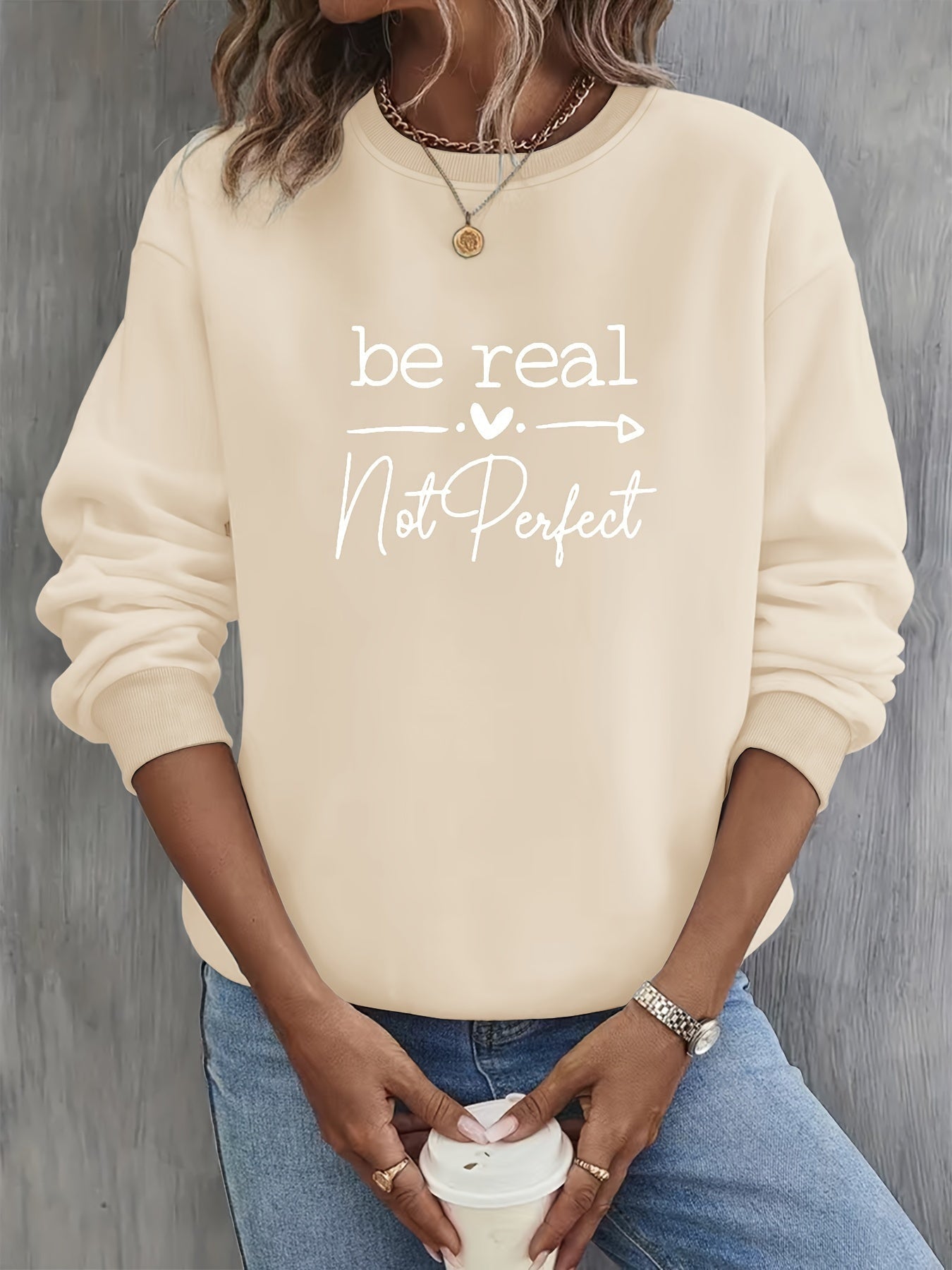 Sweatshirt met slogan en hartjesprint - Willow