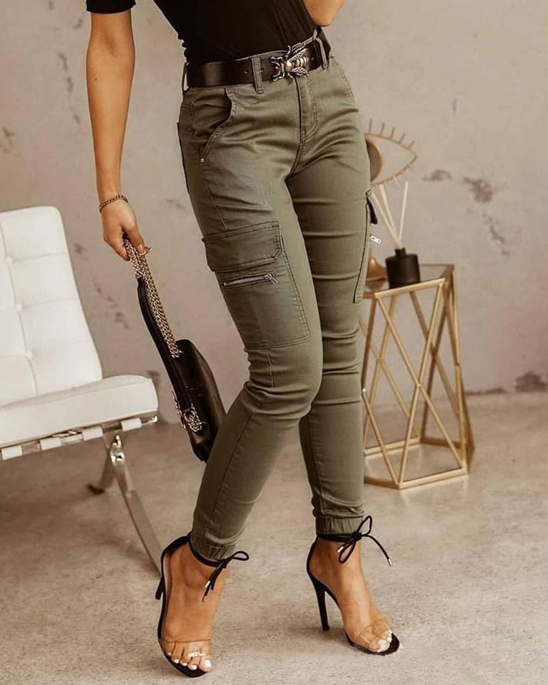Cargo broek met middelhoge taille voor dames