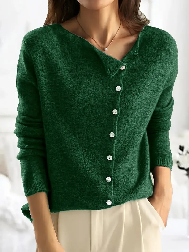 Baylee -Effen Asymmetrisch Vest met Knoopsluiting
