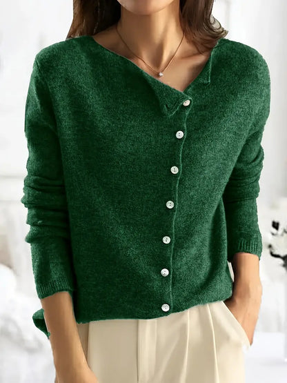 Baylee -Effen Asymmetrisch Vest met Knoopsluiting