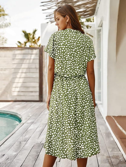 Naomi - Elegante Midi Jurk met Korte Mouwen