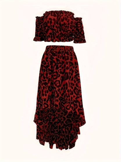 Luipaardprint elegante tweedelige set - Zoey