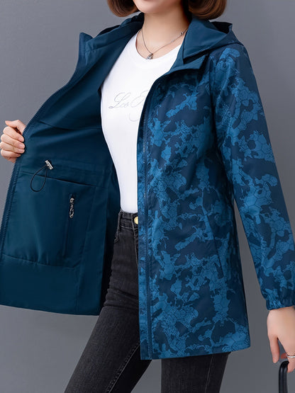 Venus - Dubbelzijdige stijlvolle regenjas met capuchon en zakken voor dames