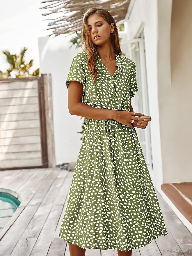 Naomi - Elegante Midi Jurk met Korte Mouwen
