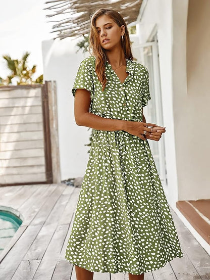 Naomi - Elegante Midi Jurk met Korte Mouwen
