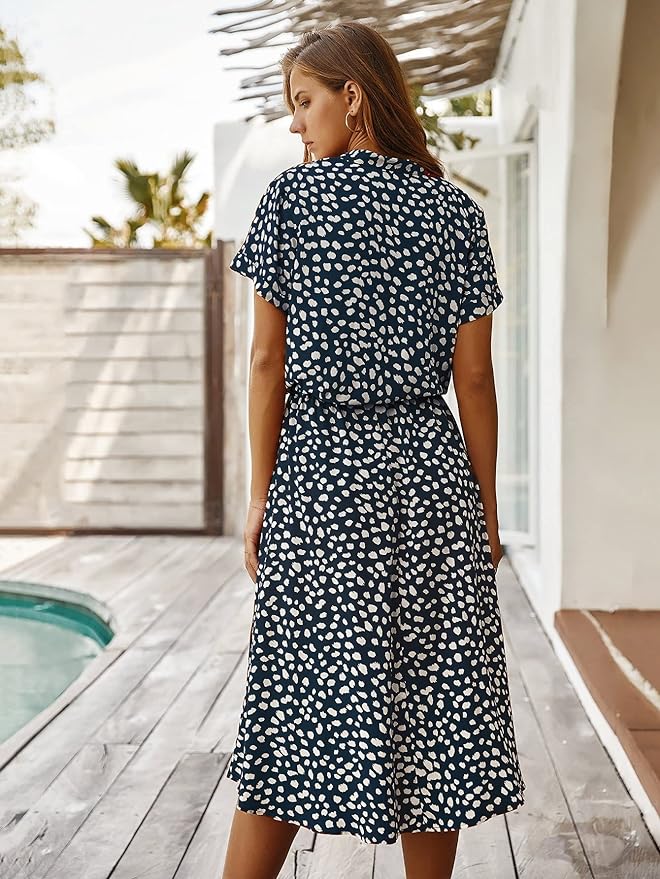 Naomi - Elegante Midi Jurk met Korte Mouwen