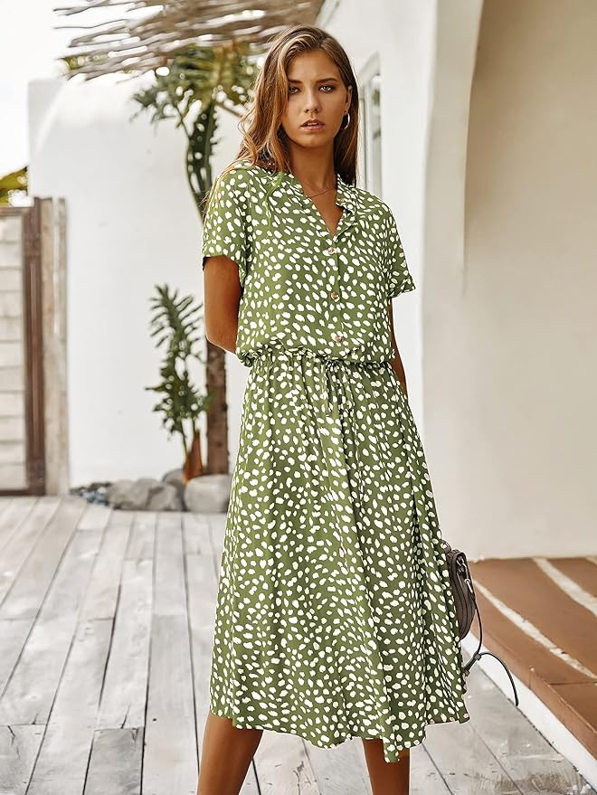 Naomi - Elegante Midi Jurk met Korte Mouwen