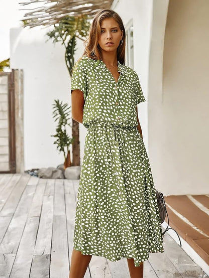Naomi - Elegante Midi Jurk met Korte Mouwen