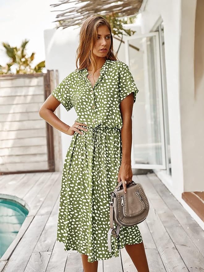 Naomi - Elegante Midi Jurk met Korte Mouwen