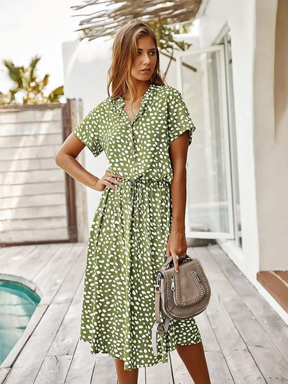Naomi - Elegante Midi Jurk met Korte Mouwen