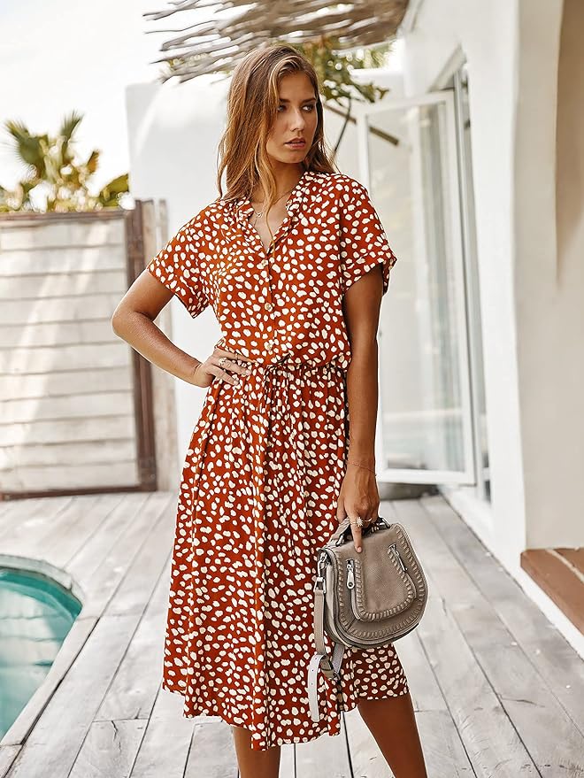 Naomi - Elegante Midi Jurk met Korte Mouwen