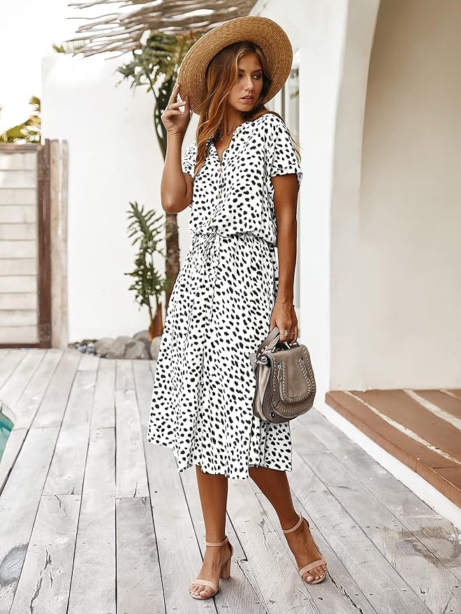 Naomi - Elegante Midi Jurk met Korte Mouwen
