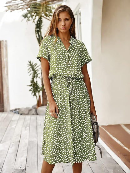 Naomi - Elegante Midi Jurk met Korte Mouwen