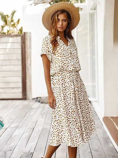 Naomi - Elegante Midi Jurk met Korte Mouwen