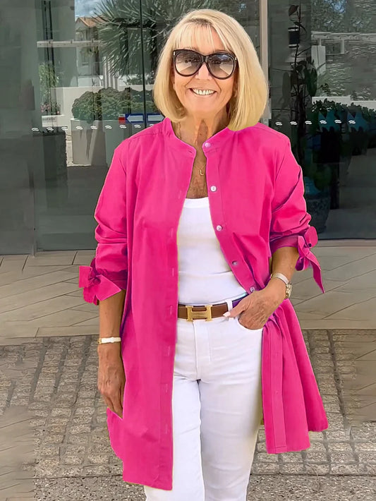 Maud | stijlvolle lange casual blouse met strikmouwen