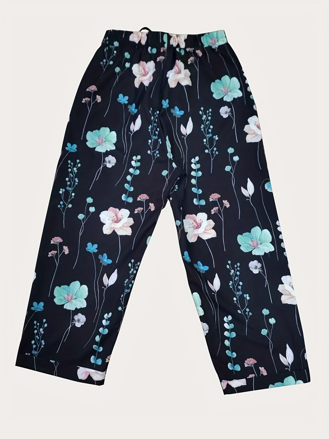 Rechte broek met bloemenprint en koord - Lily