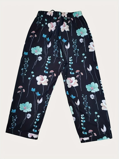 Rechte broek met bloemenprint en koord - Lily