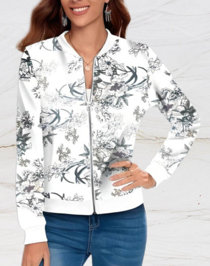 Lena | Stijlvol damesjack met rits en bloemenprint