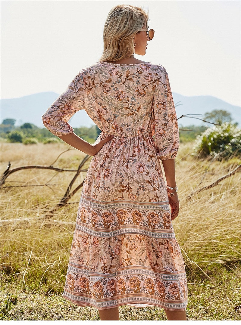 Bonnie - Bohemian Zomerjurk: Verken de Schoonheid van Boho-Chic