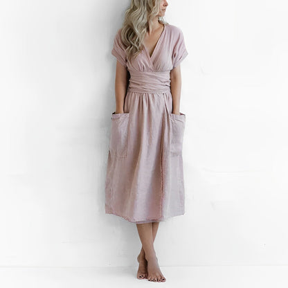 Malia - Elegante en Comfortabele Zomerse Linnen Jurk voor Vrouwen