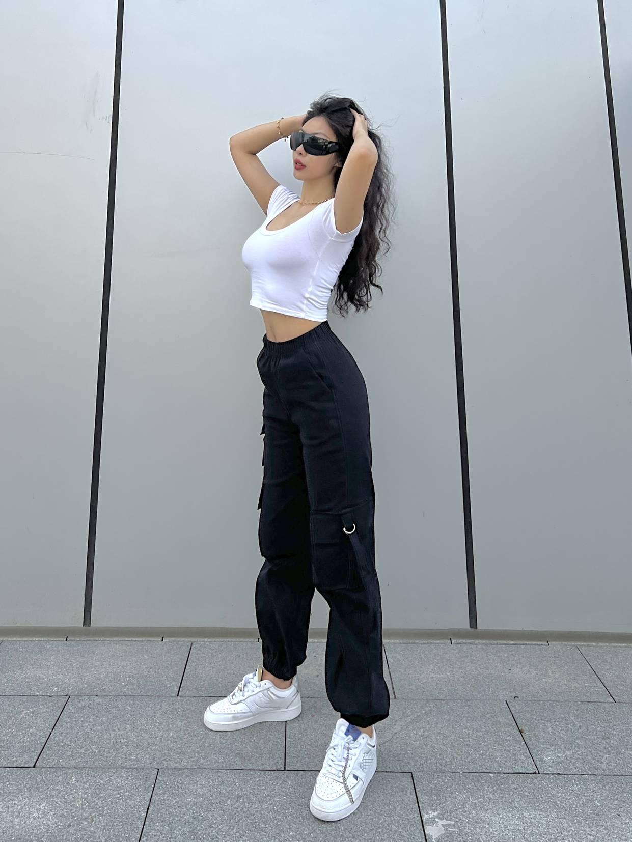 Cargo broek met industriële look