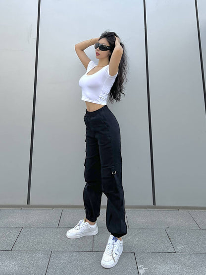 Cargo broek met industriële look