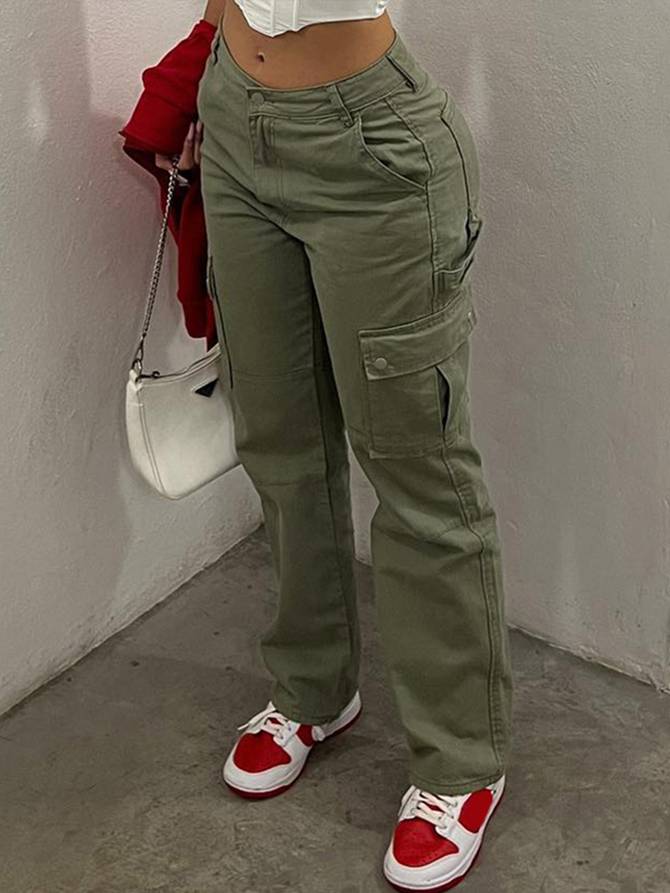 Cargo broek met hoge taille voor dames