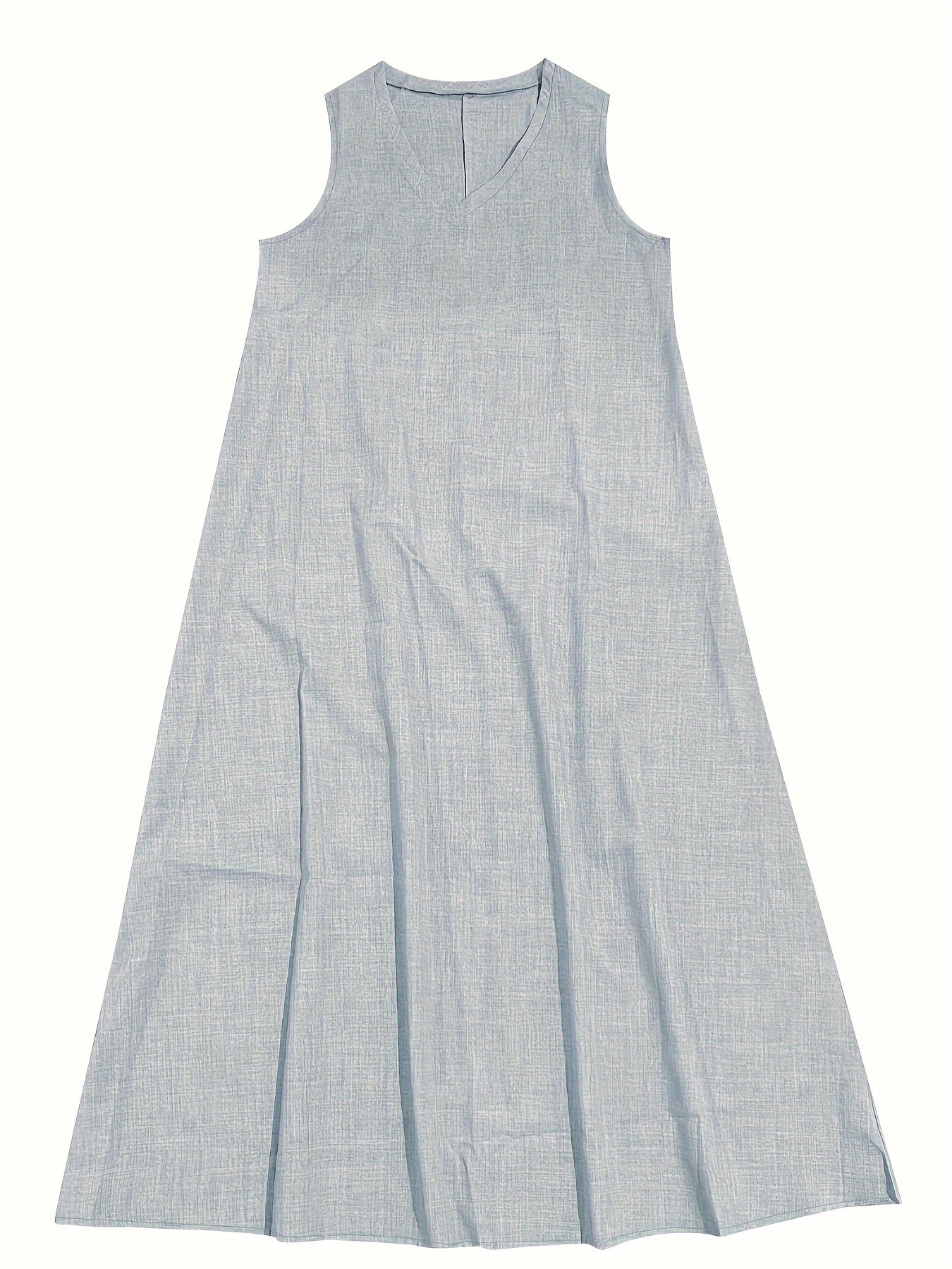 Amira - Effen gekleurde Maxi jurk met V-hals